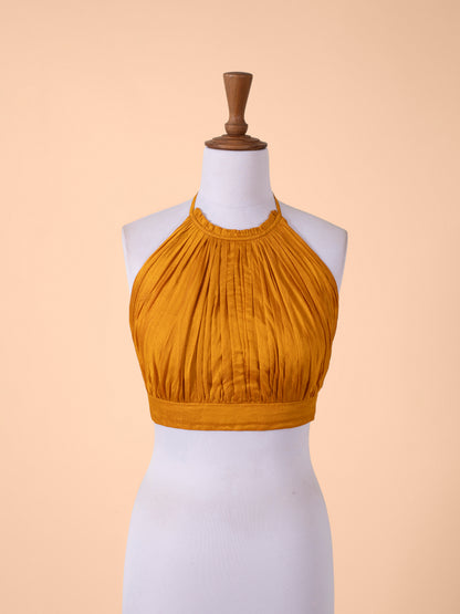 Handwoven Yellow Silk Stitched Blouse