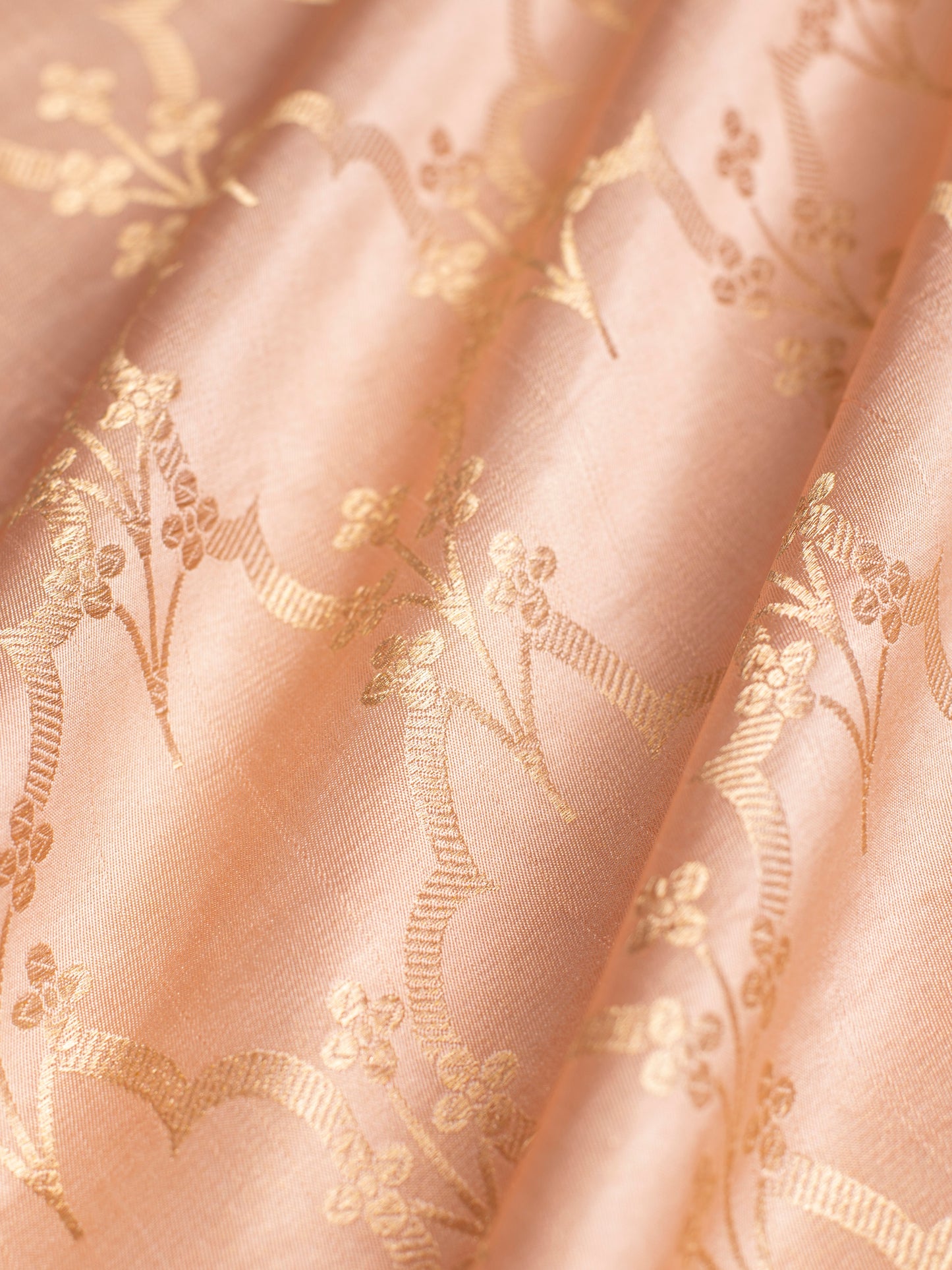 Handwoven Peach Satin Tissue Fabric