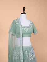 Handwoven Sea Green Chanderi Tissue Lehenga