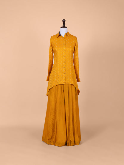 Handwoven Mustard Silk Pant Set