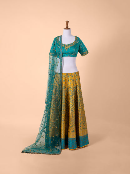 Handwoven Multicolour Satin Silk Lehenga