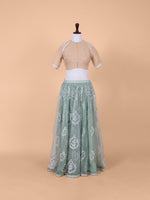 Handwoven Sea Green Chanderi Tissue Lehenga