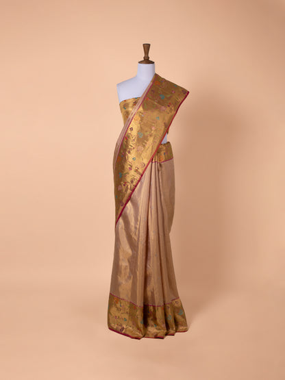 Handwoven Peach Kanjivaram Silk Saree