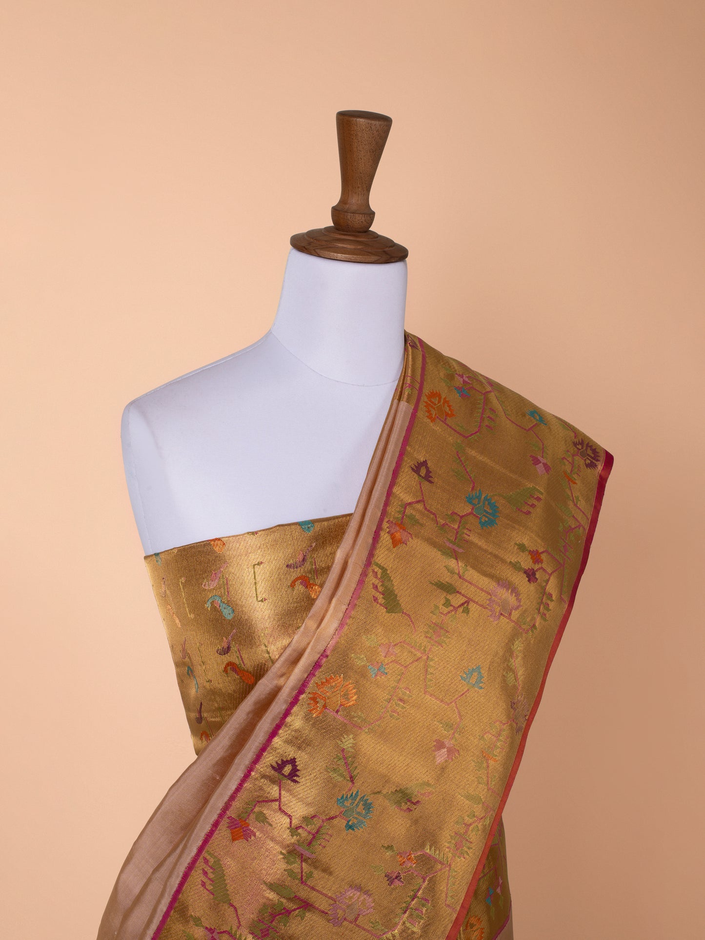 Handwoven Peach Kanjivaram Silk Saree