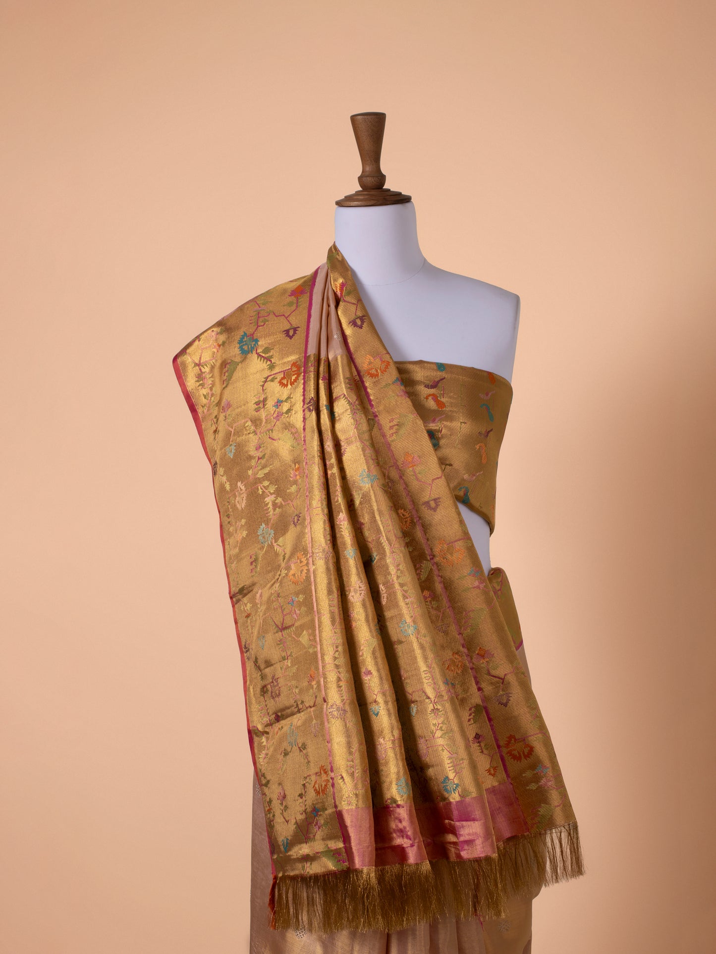 Handwoven Peach Kanjivaram Silk Saree