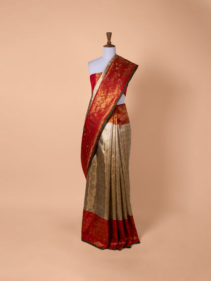 Handwoven Gold Kanjivaram Silk Saree