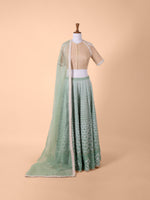 Handwoven Sea Green Chanderi Tissue Lehenga
