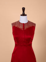 Handwoven Maroon Satin Silk Tunic Set