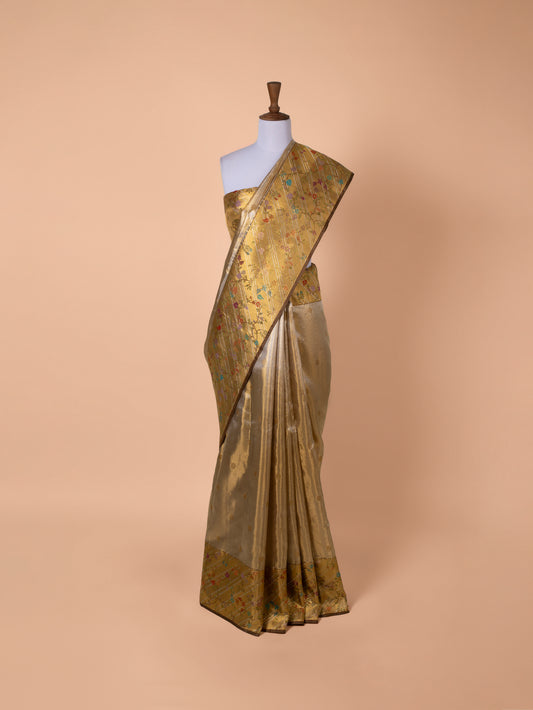 Handwoven Gilded Silver Kanjivaram Silk Saree