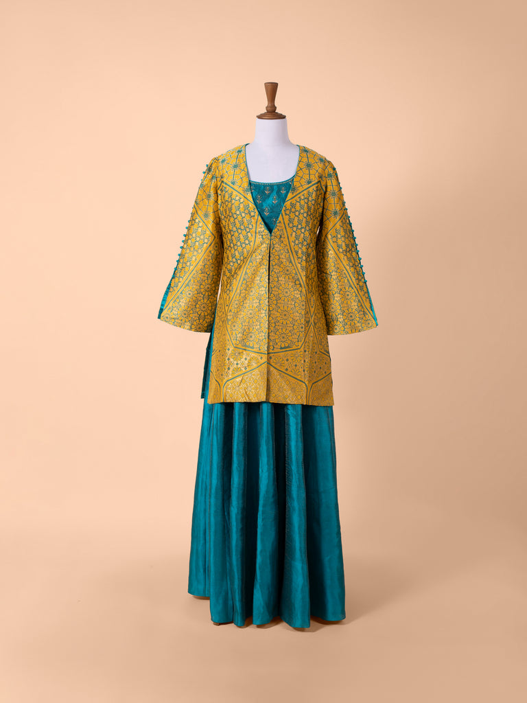 Handwoven Multicolour Satin Silk Tunic