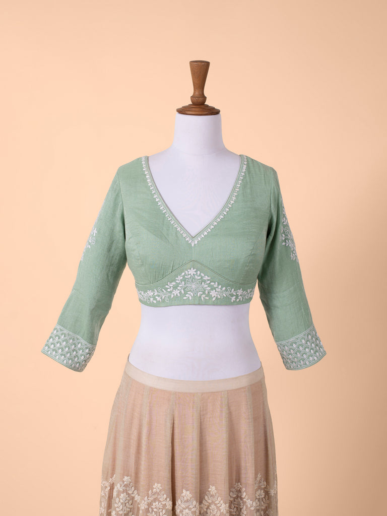 Handwoven Multicolour Chanderi Tissue Lehenga