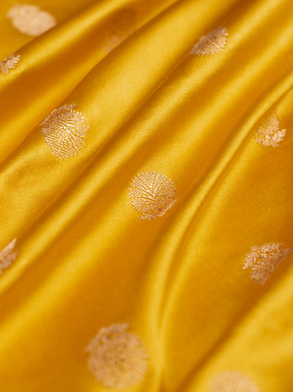 Handwoven Mustard Satin Silk Fabric