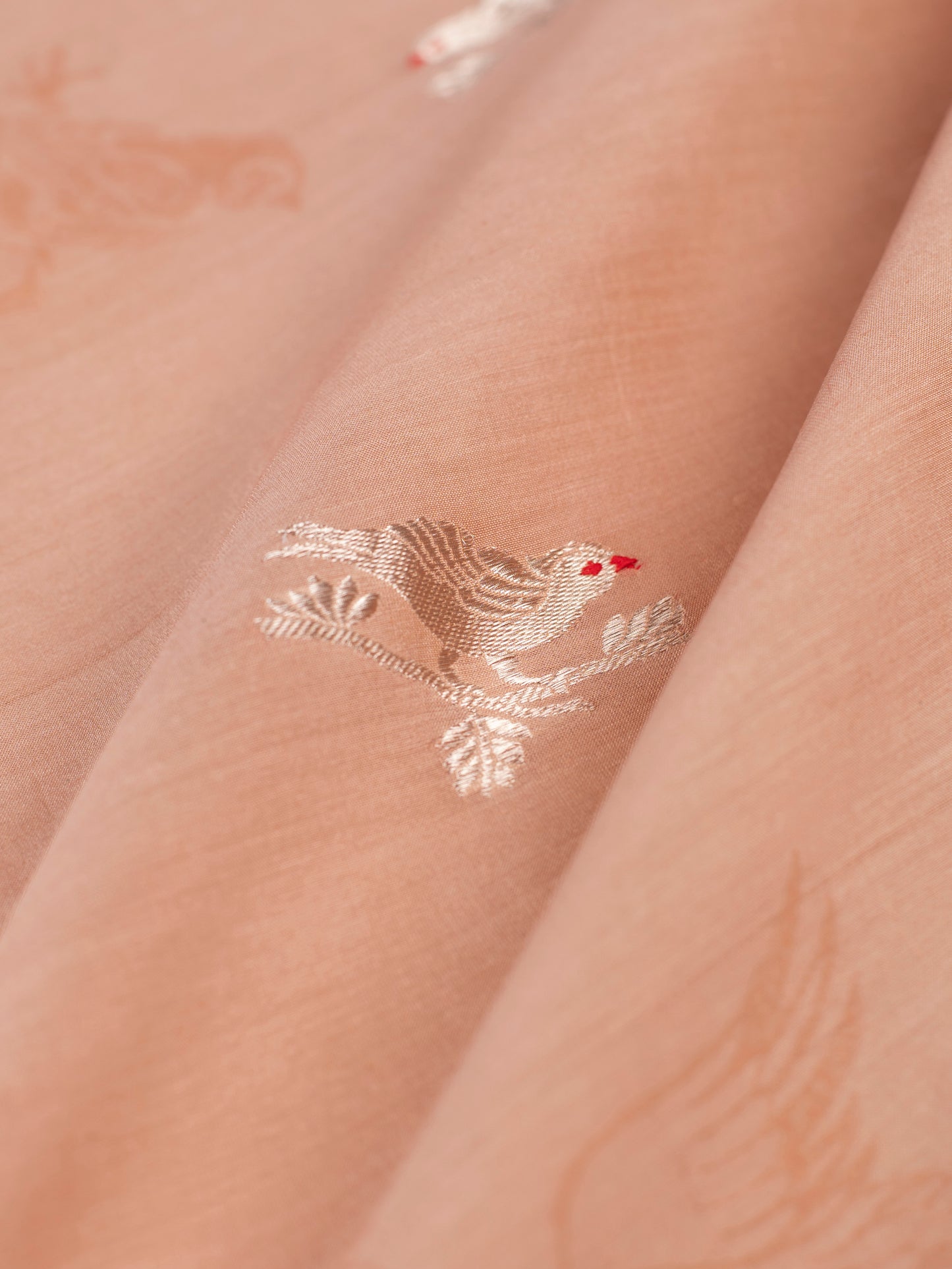 Handwoven Peach Cotton Fabric