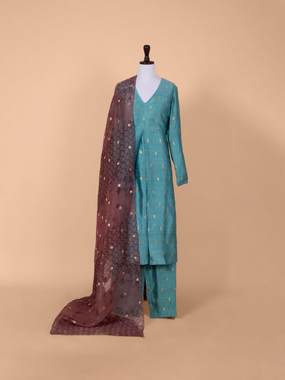 Handwoven Blue Silk Suit