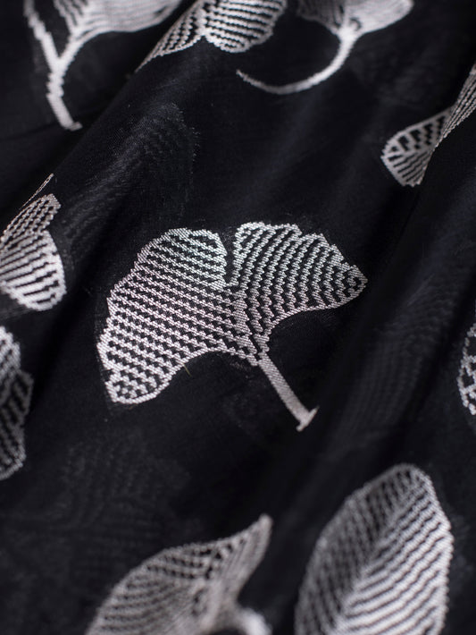 Handwoven Black Silk Blouse Fabric