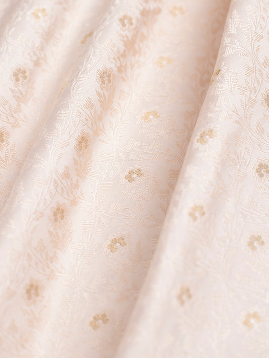 Handwoven Cream Satin Silk Blouse Fabric