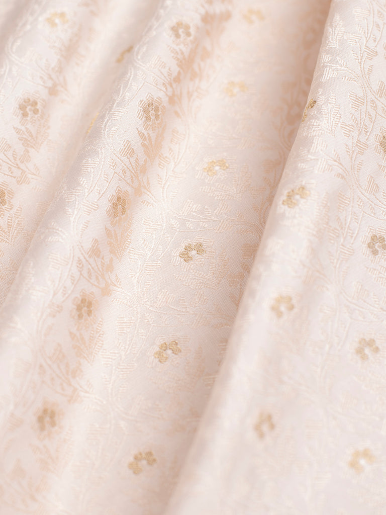 Handwoven Cream Satin Silk Blouse Fabric