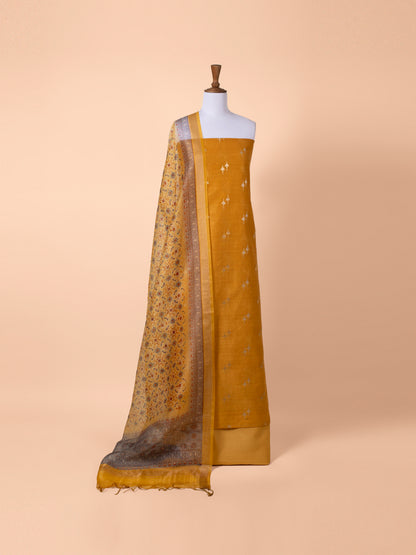 Handwoven Yellow Chanderi Cotton Suit Piece