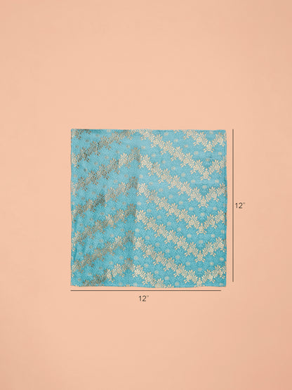 Handwoven Turquoise Blue Satin Silk Pocket Square