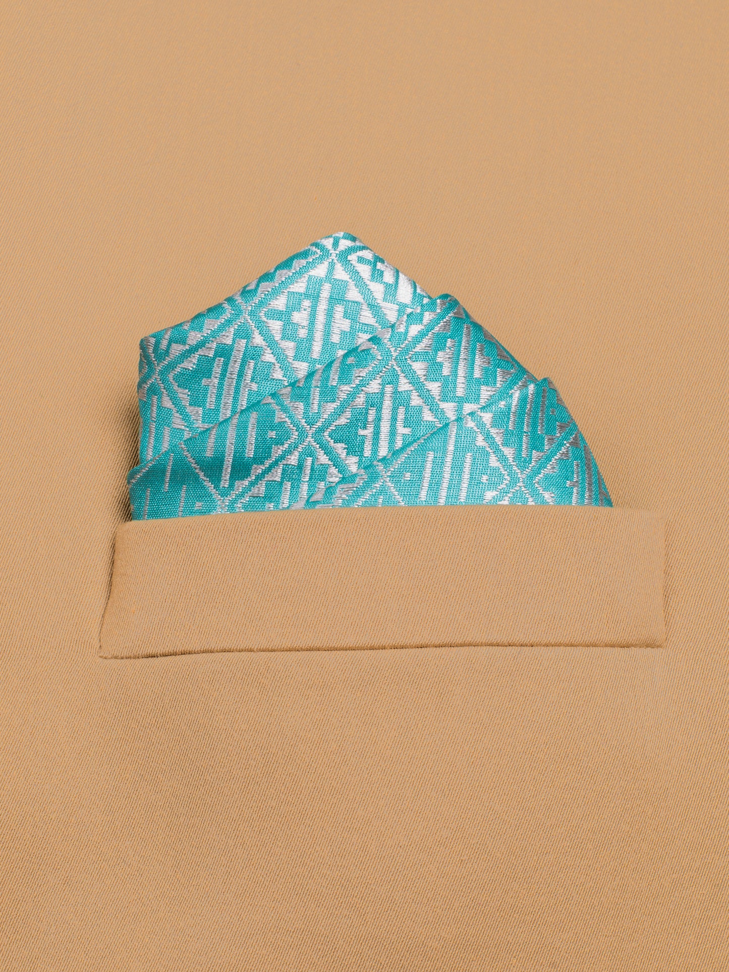 Handwoven Turquoise Blue Silk Pocket Square