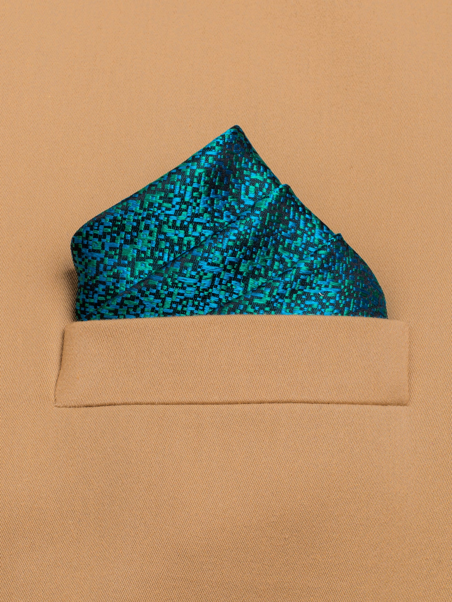 Handwoven Blue Silk Pocket Square