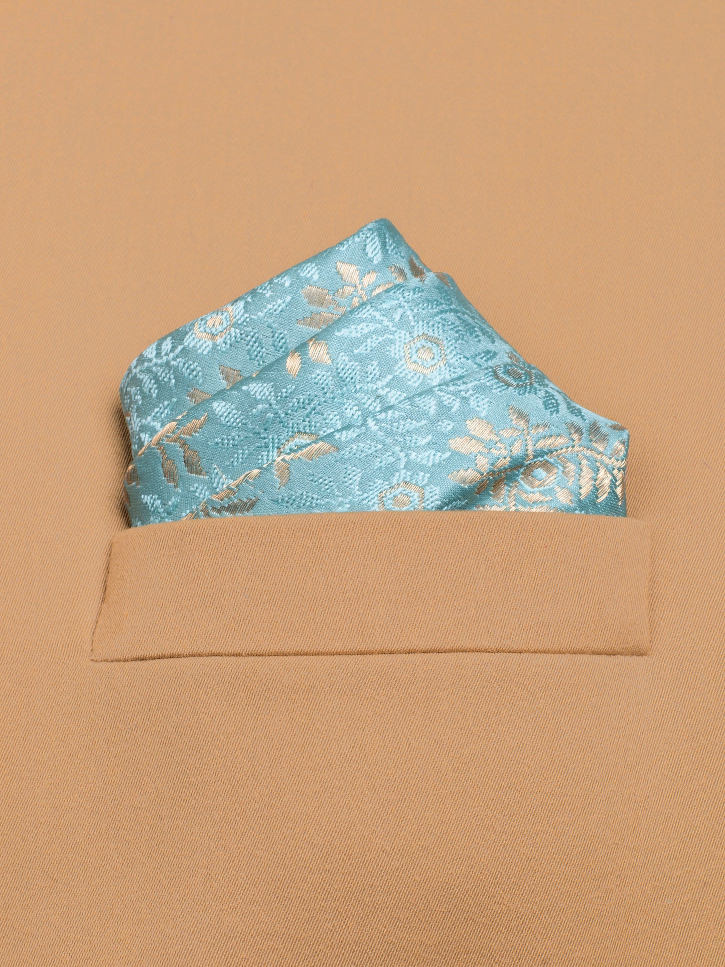 Handwoven Turquoise Blue Satin Silk Pocket Square