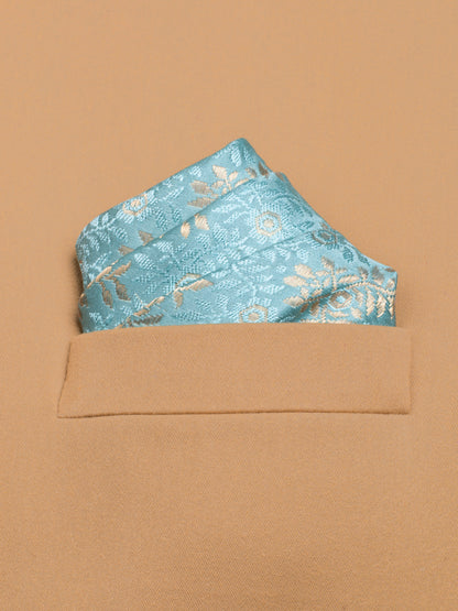 Handwoven Turquoise Blue Satin Silk Pocket Square