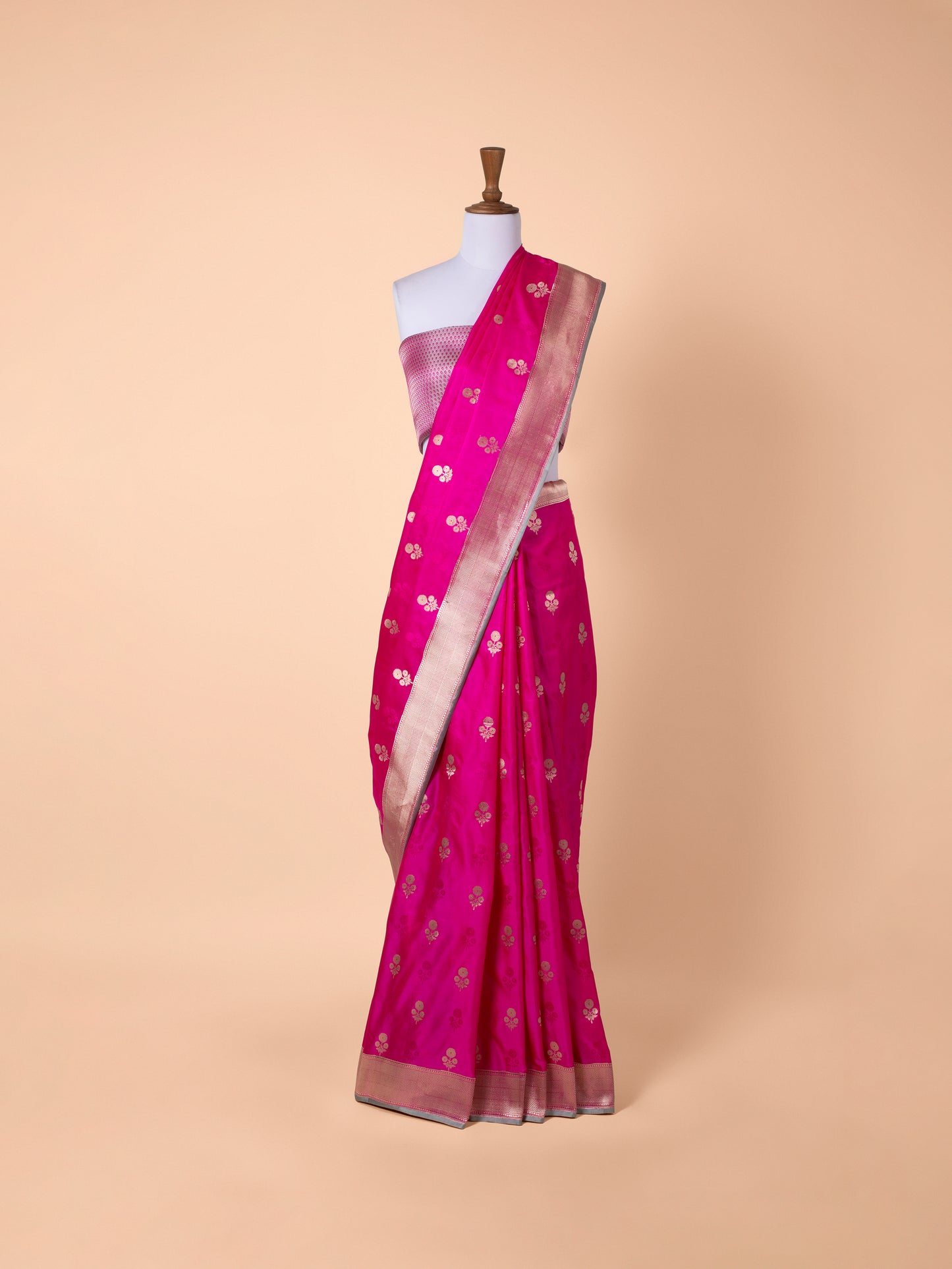 Handwoven Pink Satin Silk Saree