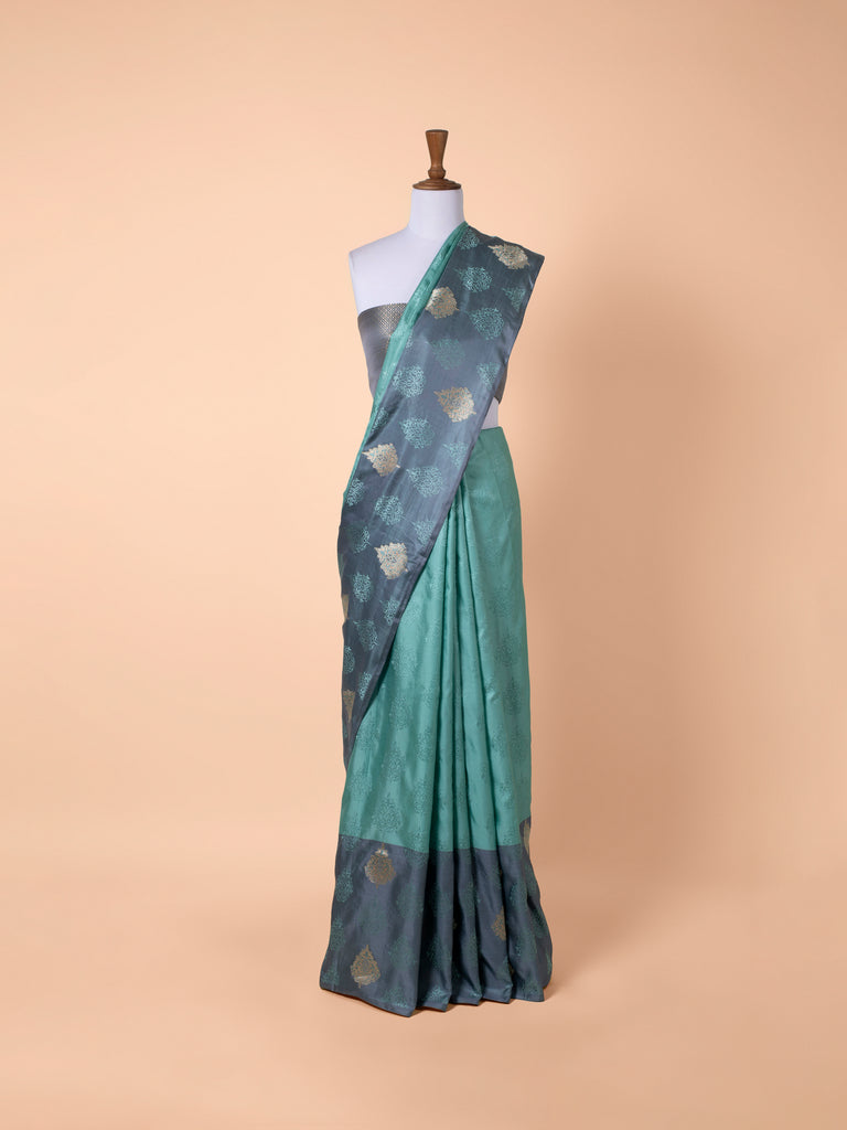 Handwoven Blue Satin Silk Saree