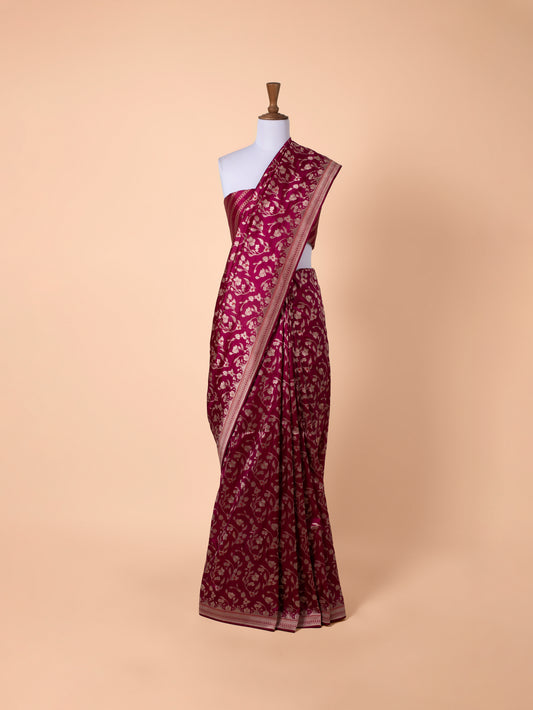 Handwoven Magenta Silk Saree