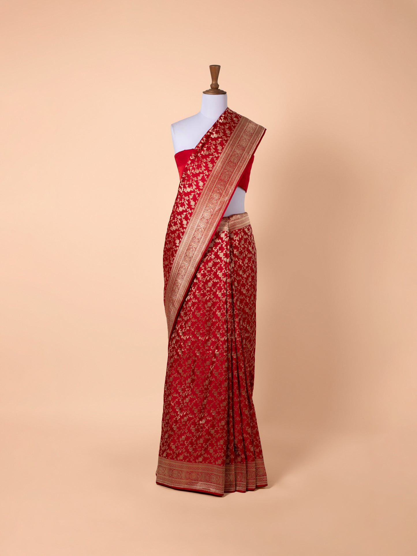 Handwoven Red Satin Silk Saree