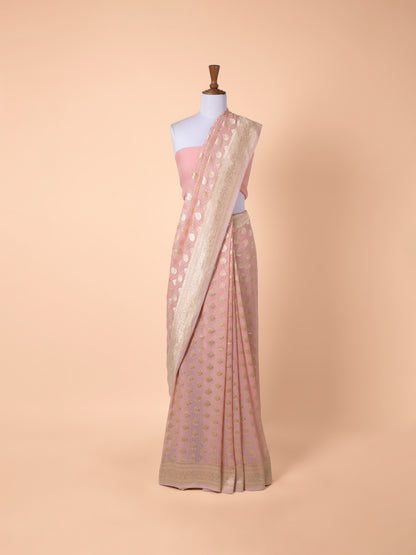 Handwoven Pink Georgette Saree