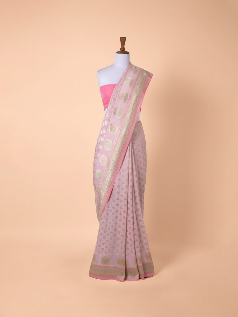 Handwoven Pink Georgette Saree