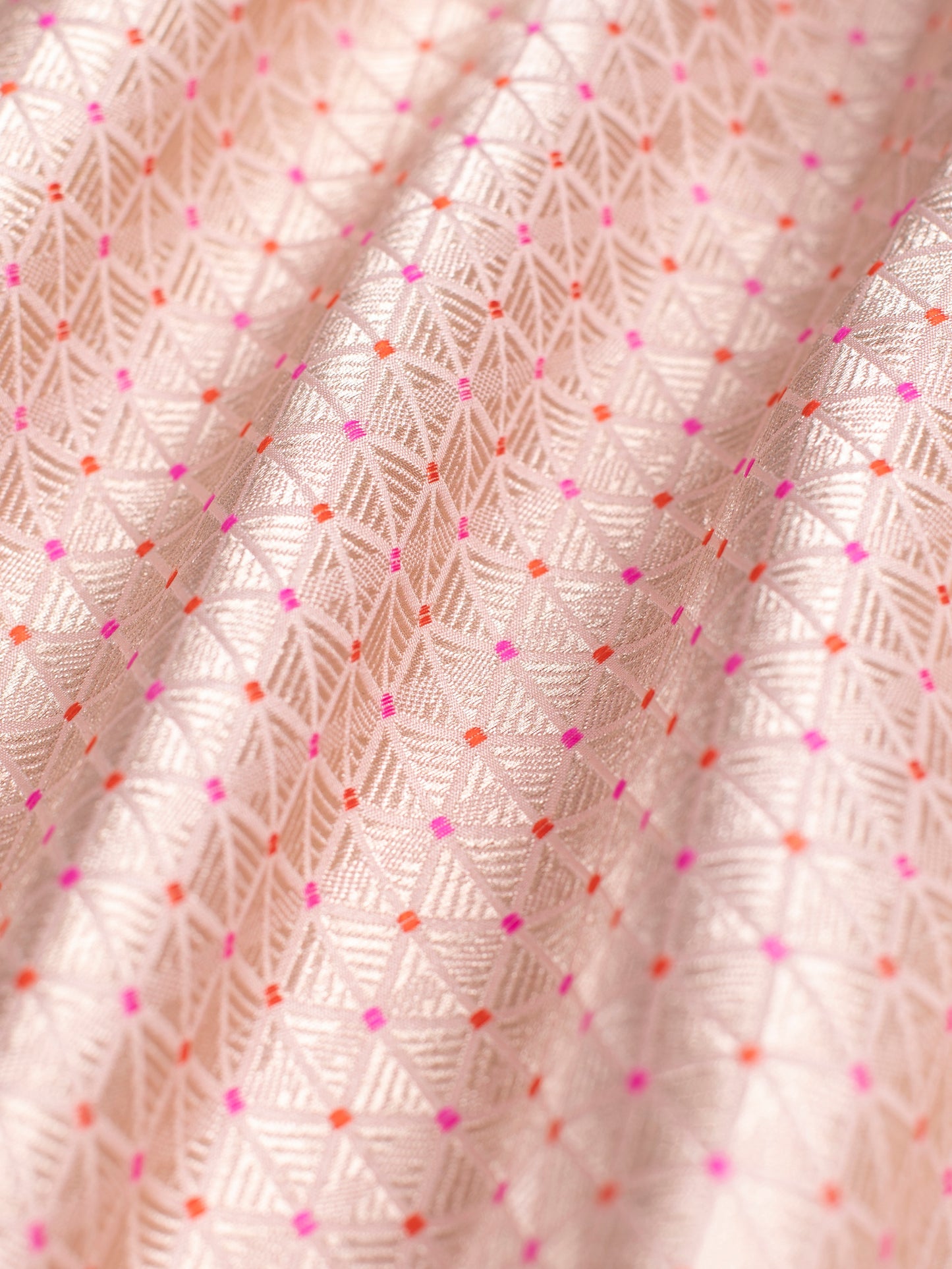 Handwoven Peach Silk Blouse Fabric