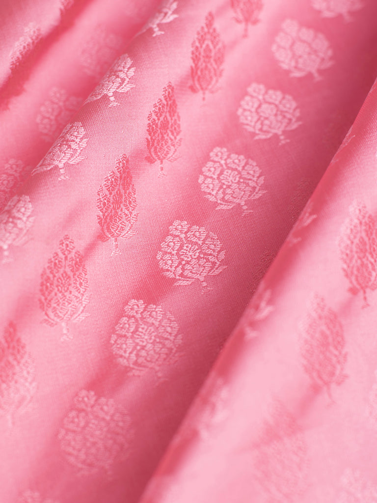 Handwoven Pink Satin Silk Blouse Fabric