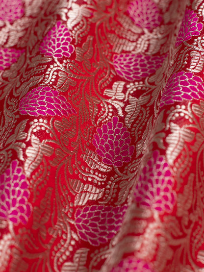 Handwoven Red Silk Blouse Fabric