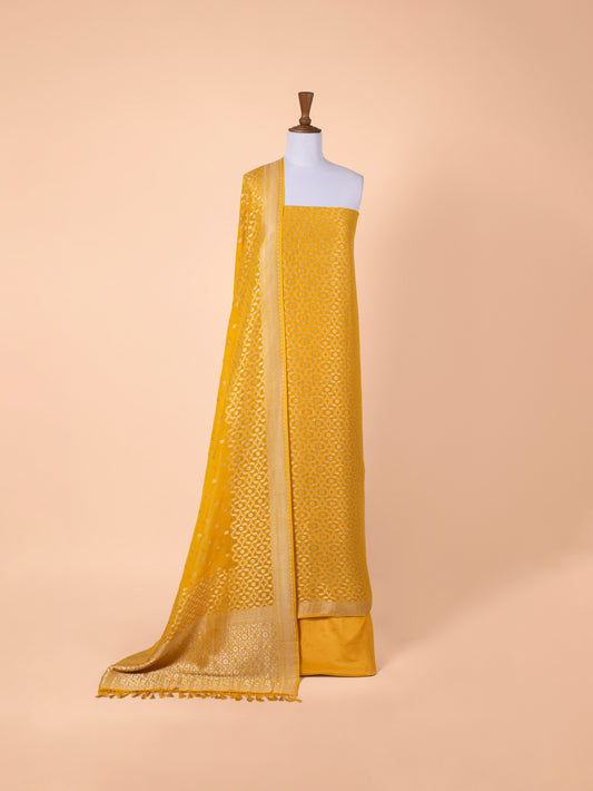 Handwoven Yellow Georgette Suit Piece