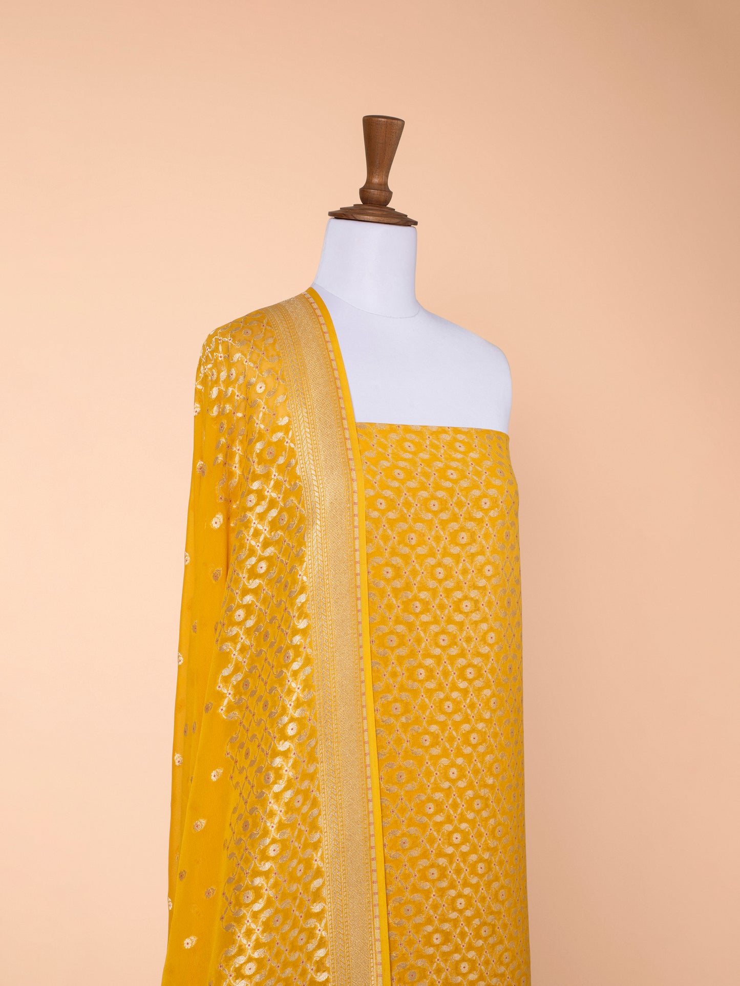 Handwoven Yellow Georgette Suit Piece