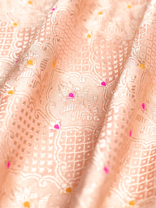 Handwoven Peach Silk Blouse Fabric