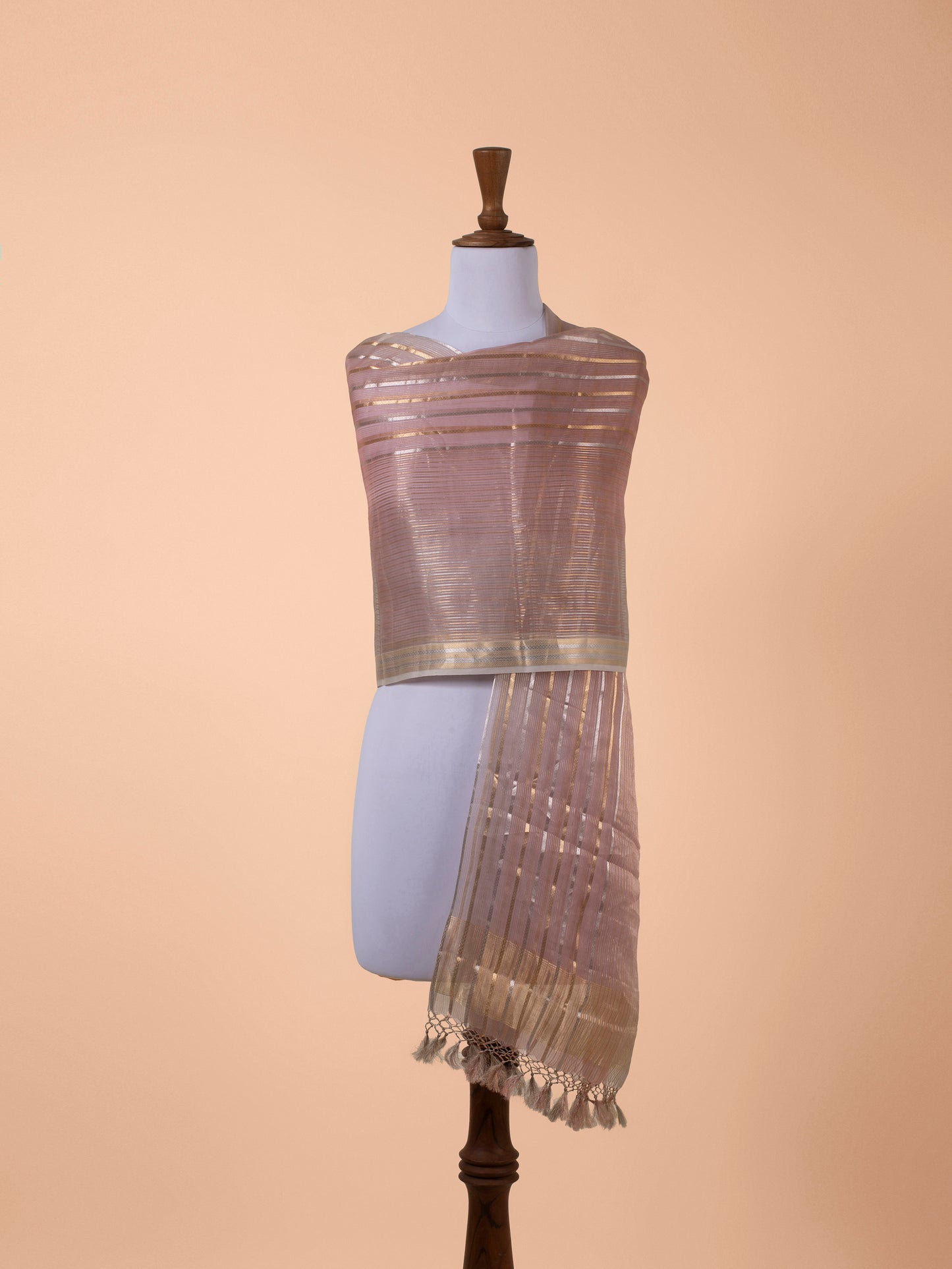 Handwoven Pink Organza Dupatta