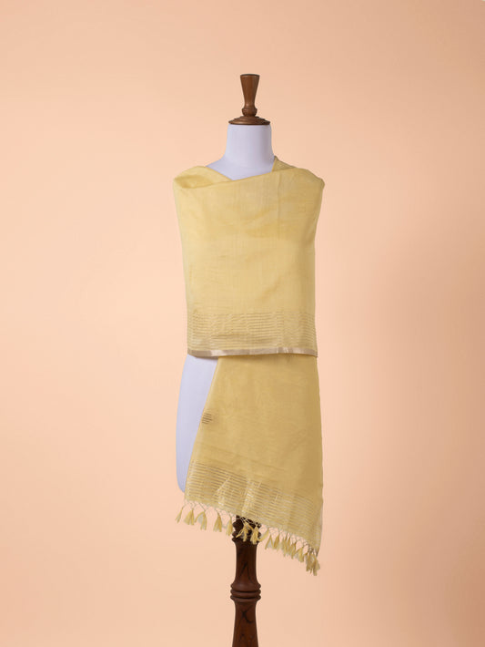 Handwoven Yellow Cotton Dupatta- D
