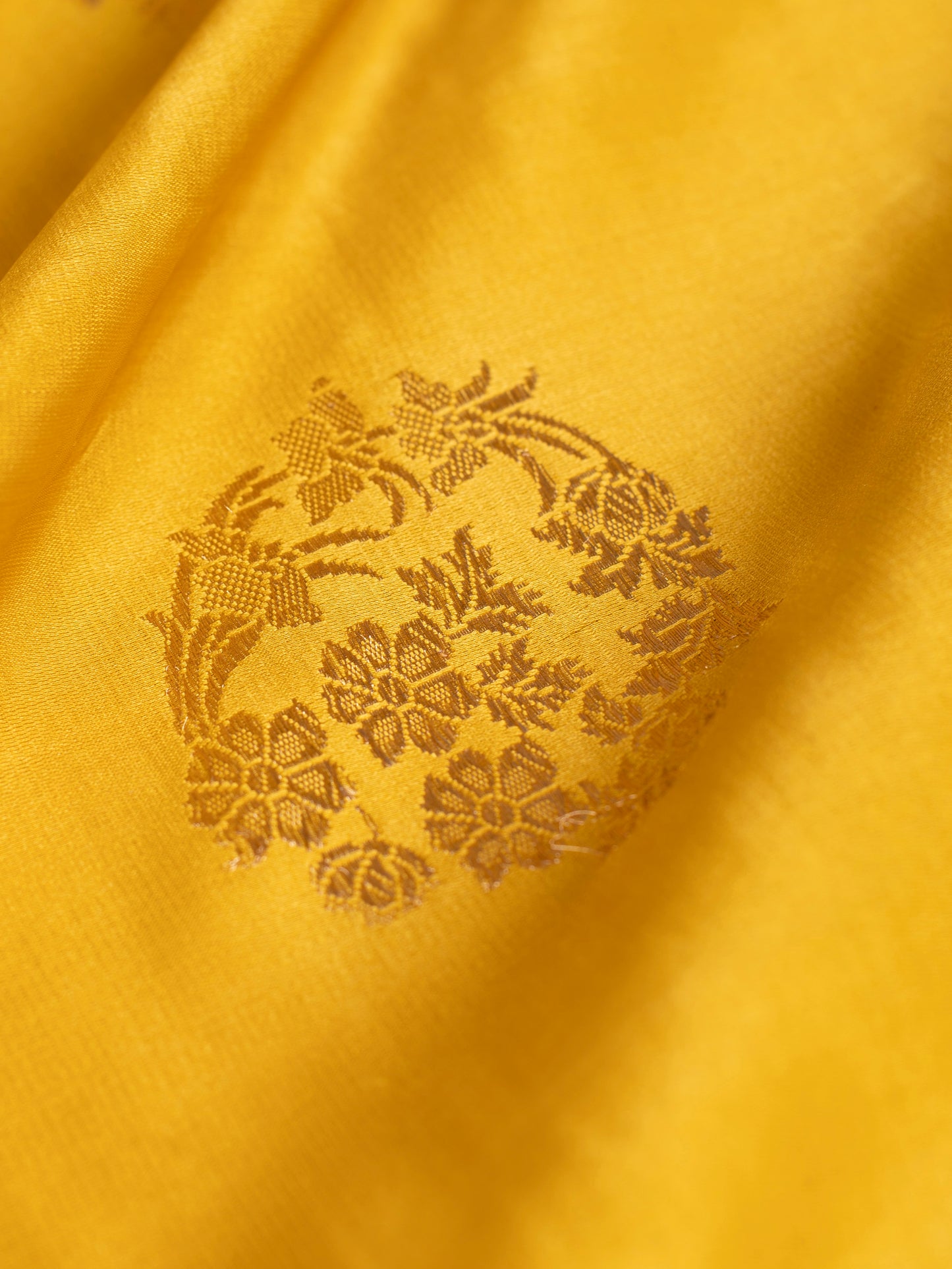 Handwoven Yellow Satin Silk Blouse Fabric