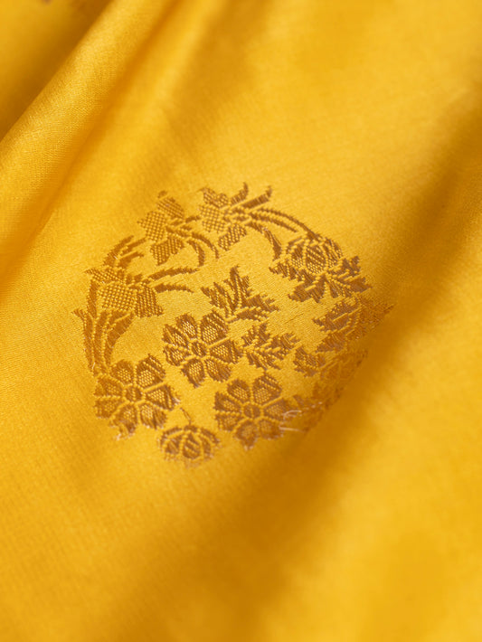 Handwoven Yellow Satin Silk Blouse Fabric