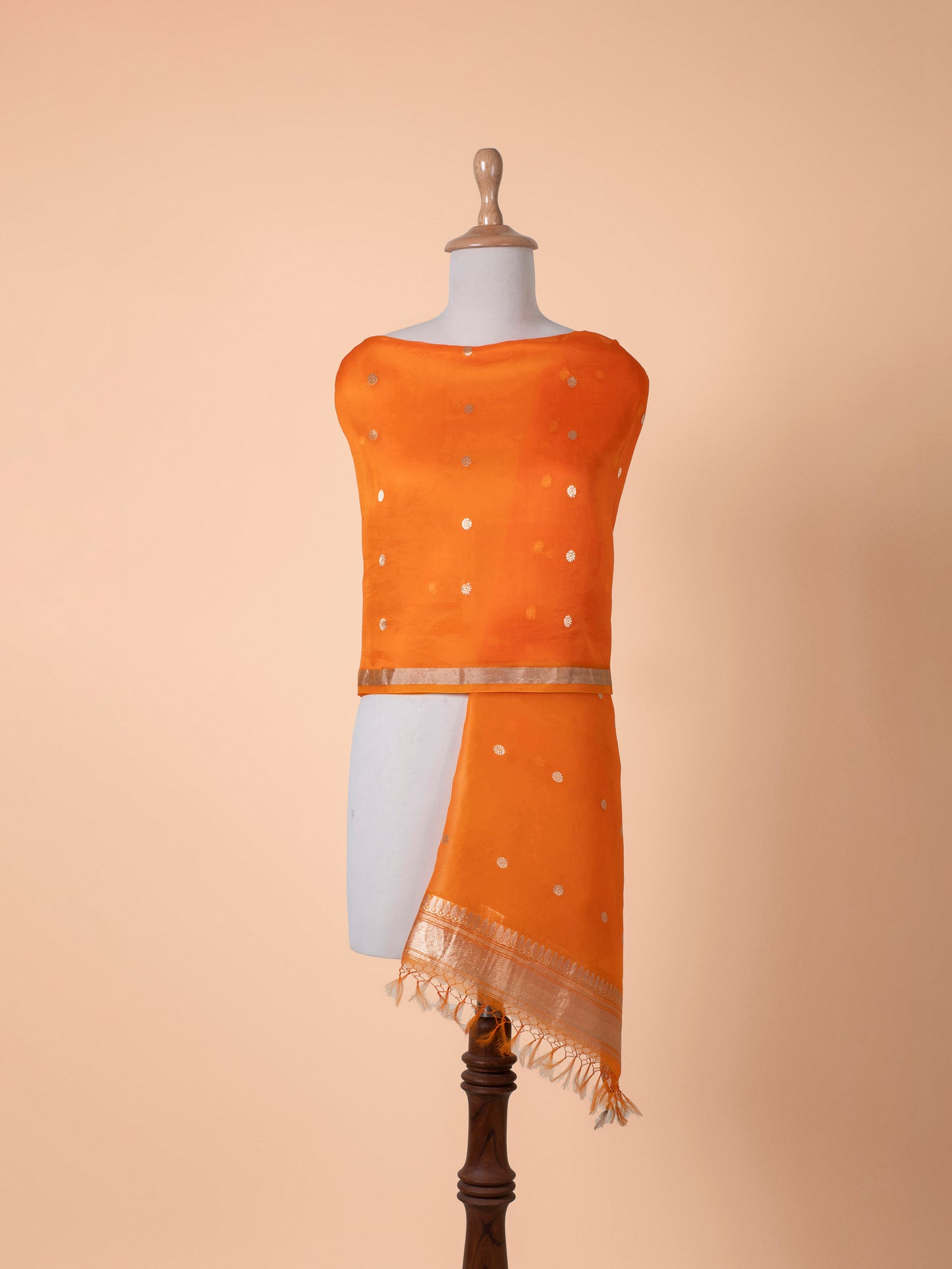 Handwoven Orange Organza Dupatta