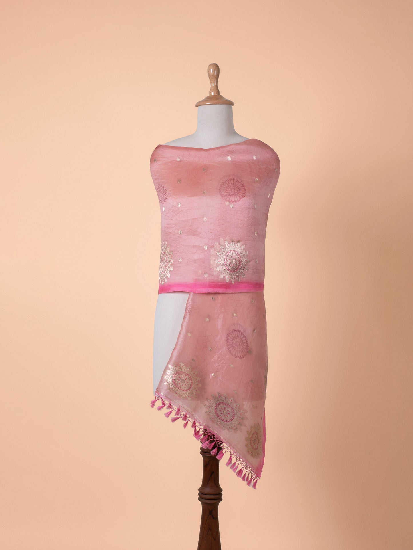 Handwoven Pink Organza Dupatta