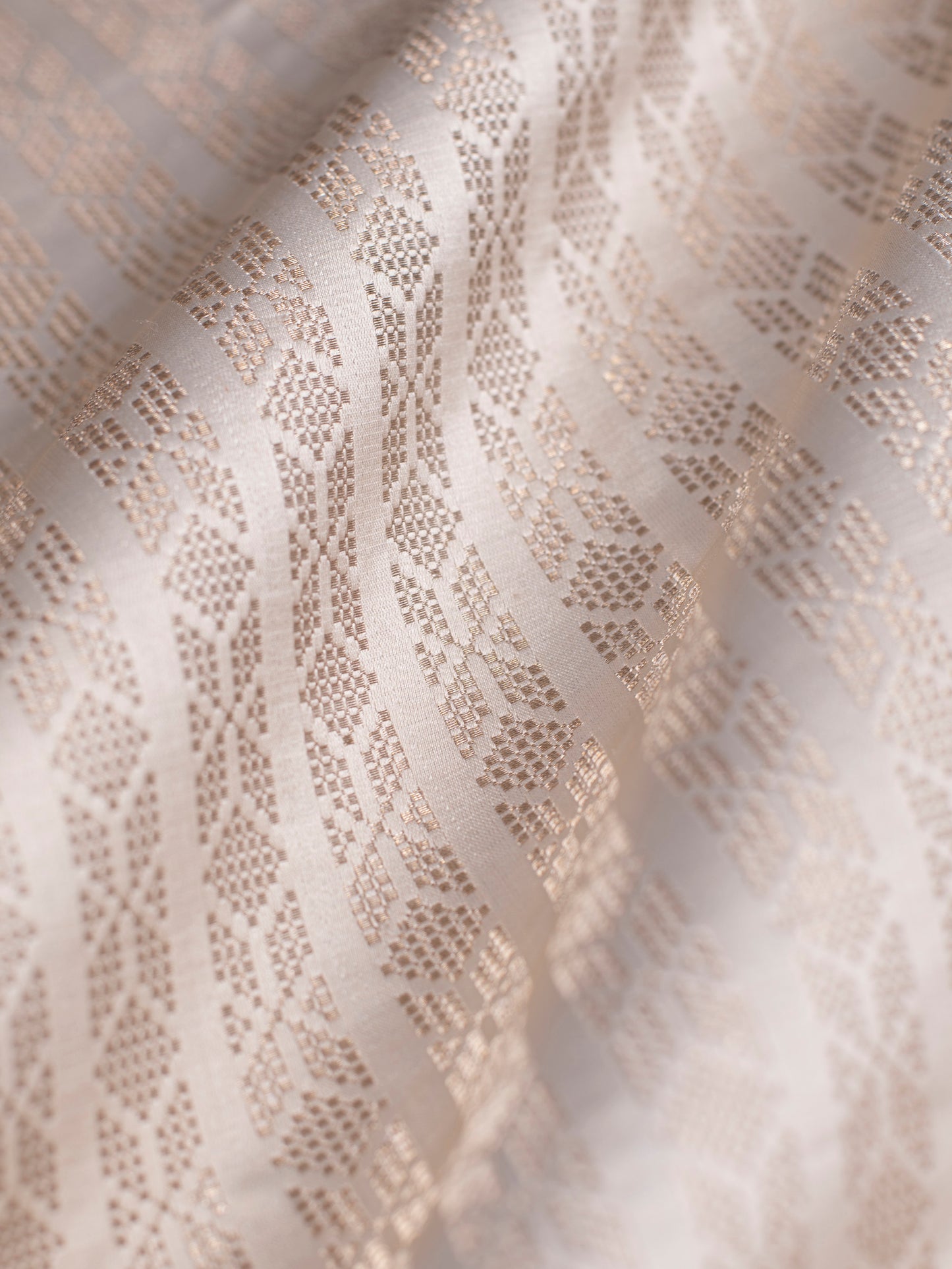 Handwoven Beige Silk Fabric