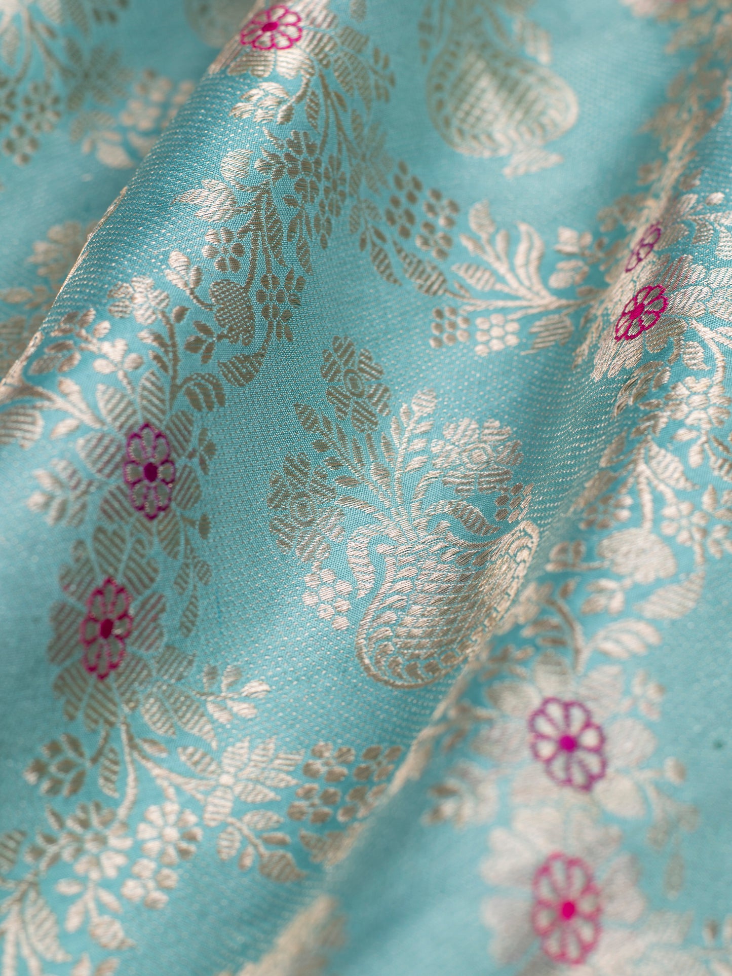 Handwoven Blue Silk Fabric