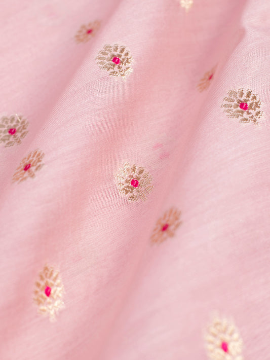 Handwoven Pink Chanderi Cotton Fabric