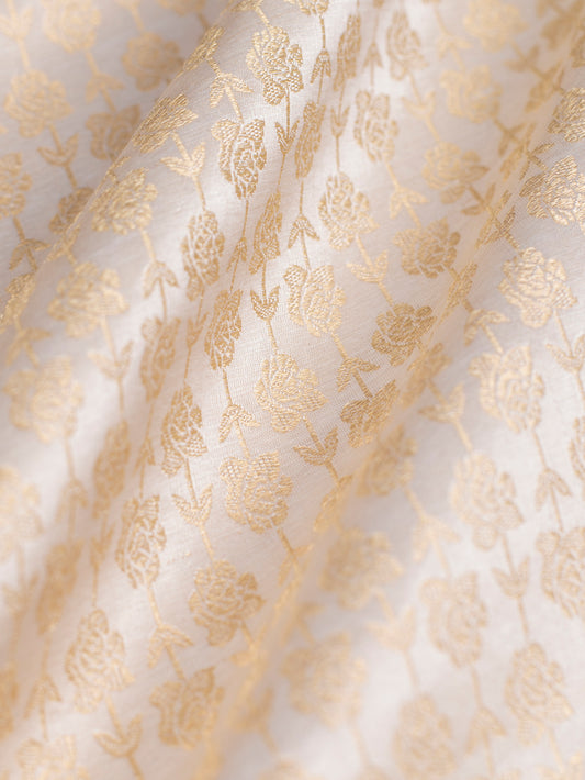 Handwoven Beige Satin Silk  Fabric