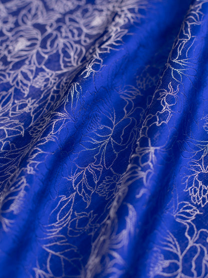 Handwoven Blue Satin Silk  Fabric